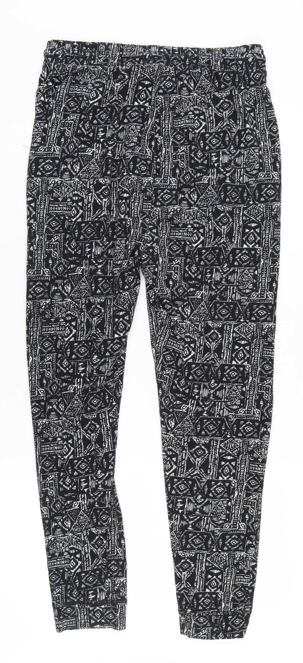 H&M Women's Black Geometric Jogger Trousers S