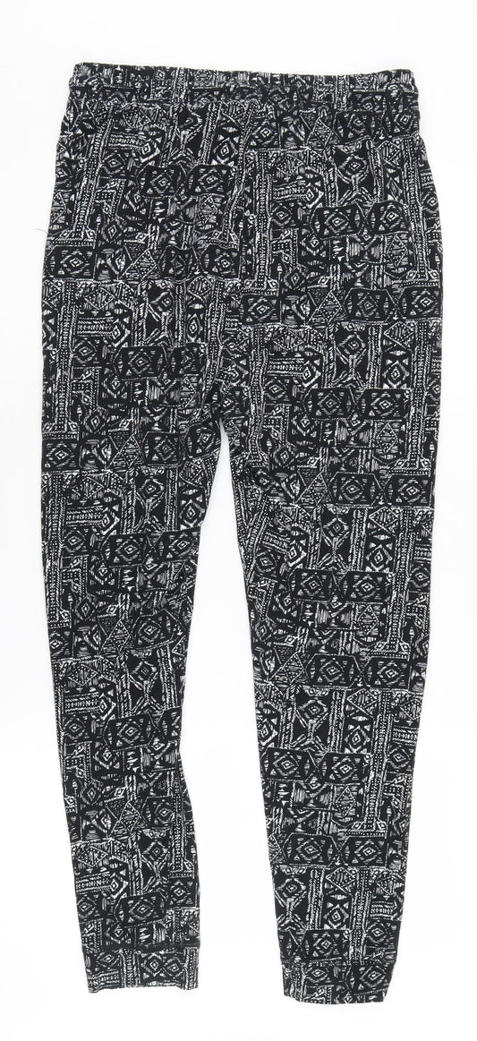H&M Women's Black Geometric Jogger Trousers S
