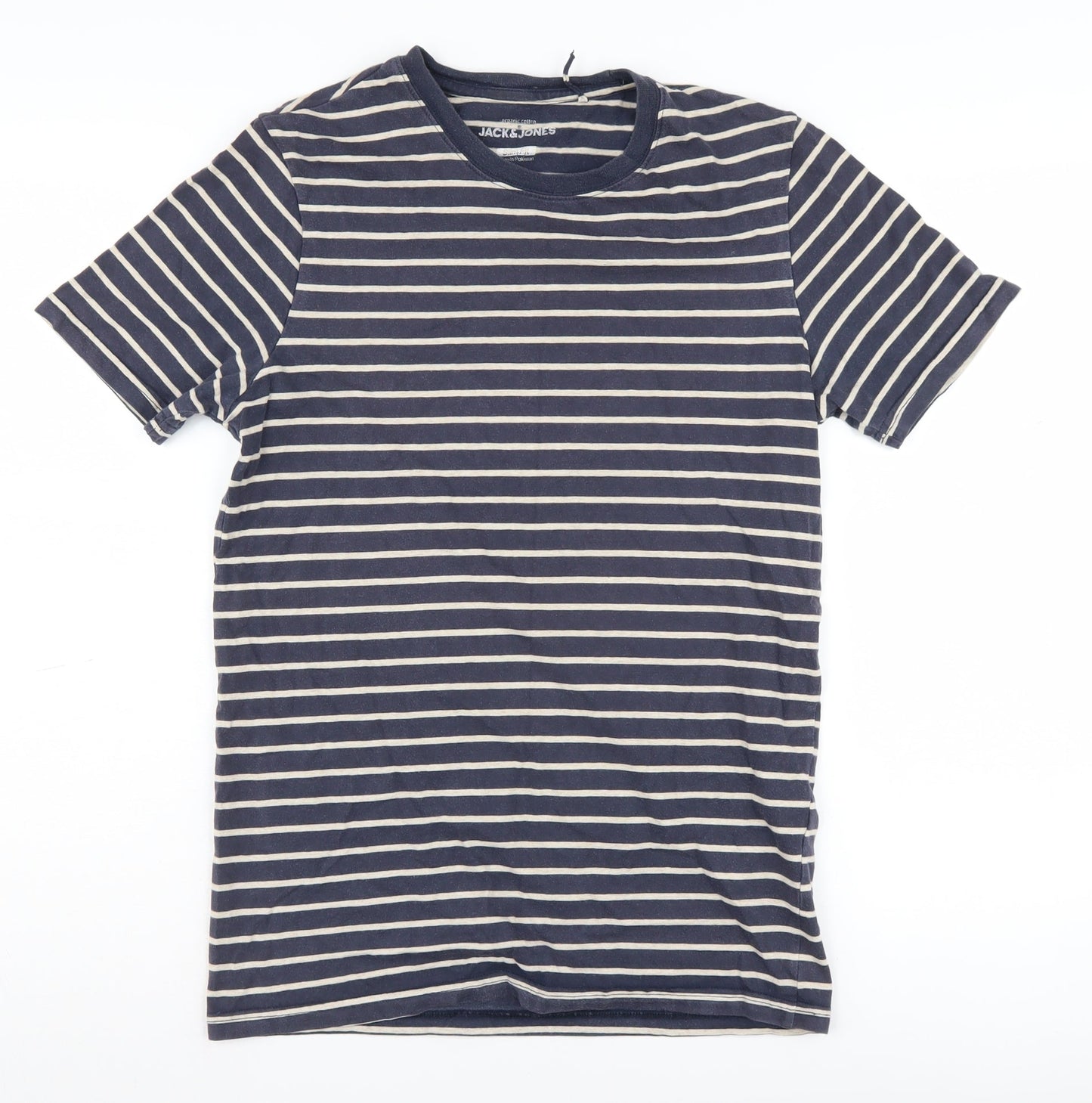 Jack & Jones Men's Blue Striped Slim Fit T-Shirt, S