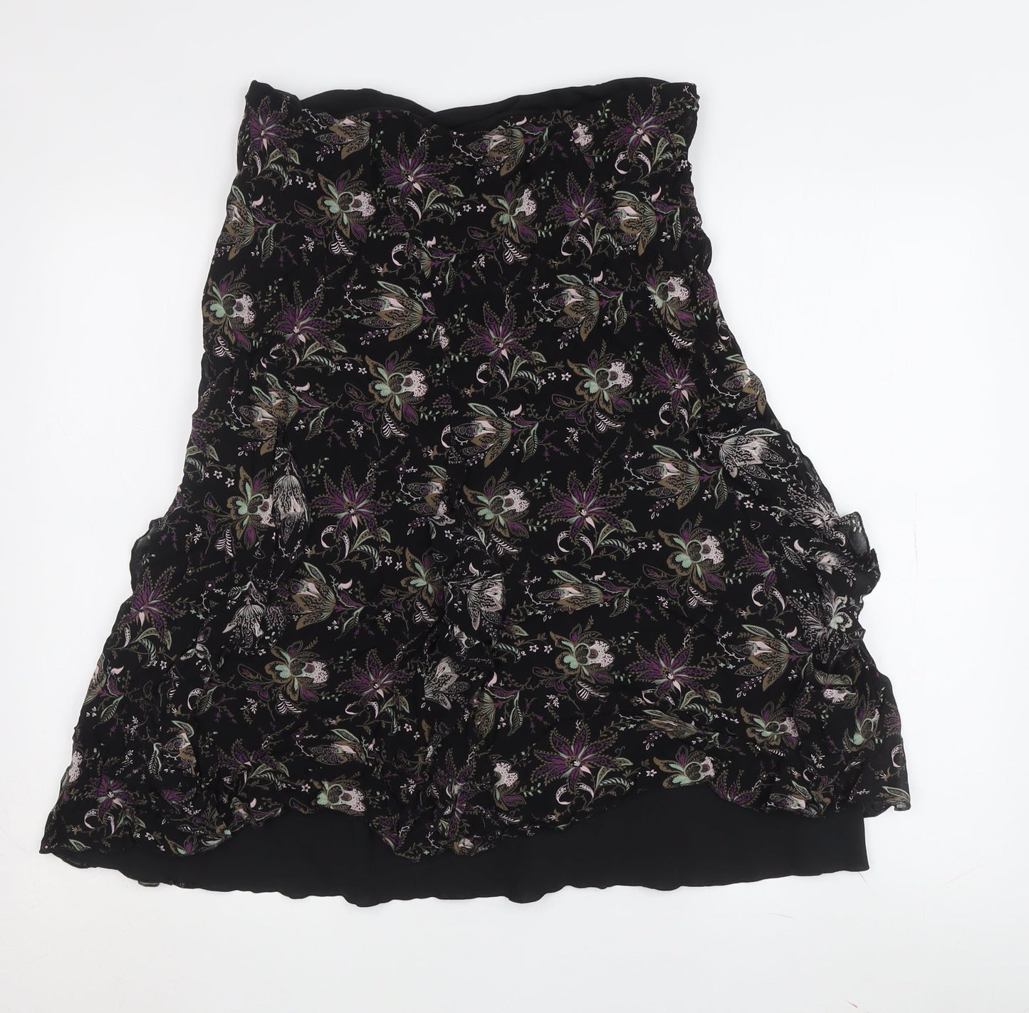 Marks & Spencer Floral A-Line Dress Women Black 14