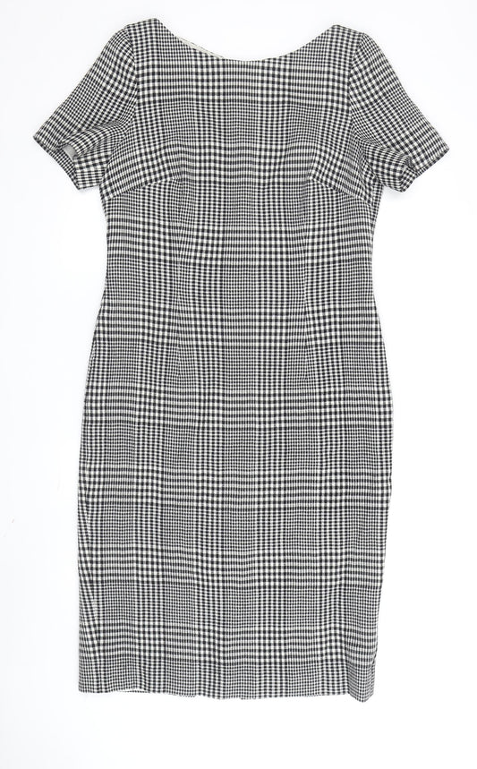 Escada Women's Black Check Sheath Dress Size 12