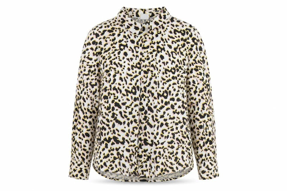 Front view of ICHI Women's Multicoloured Animal Print Blouse, size 8