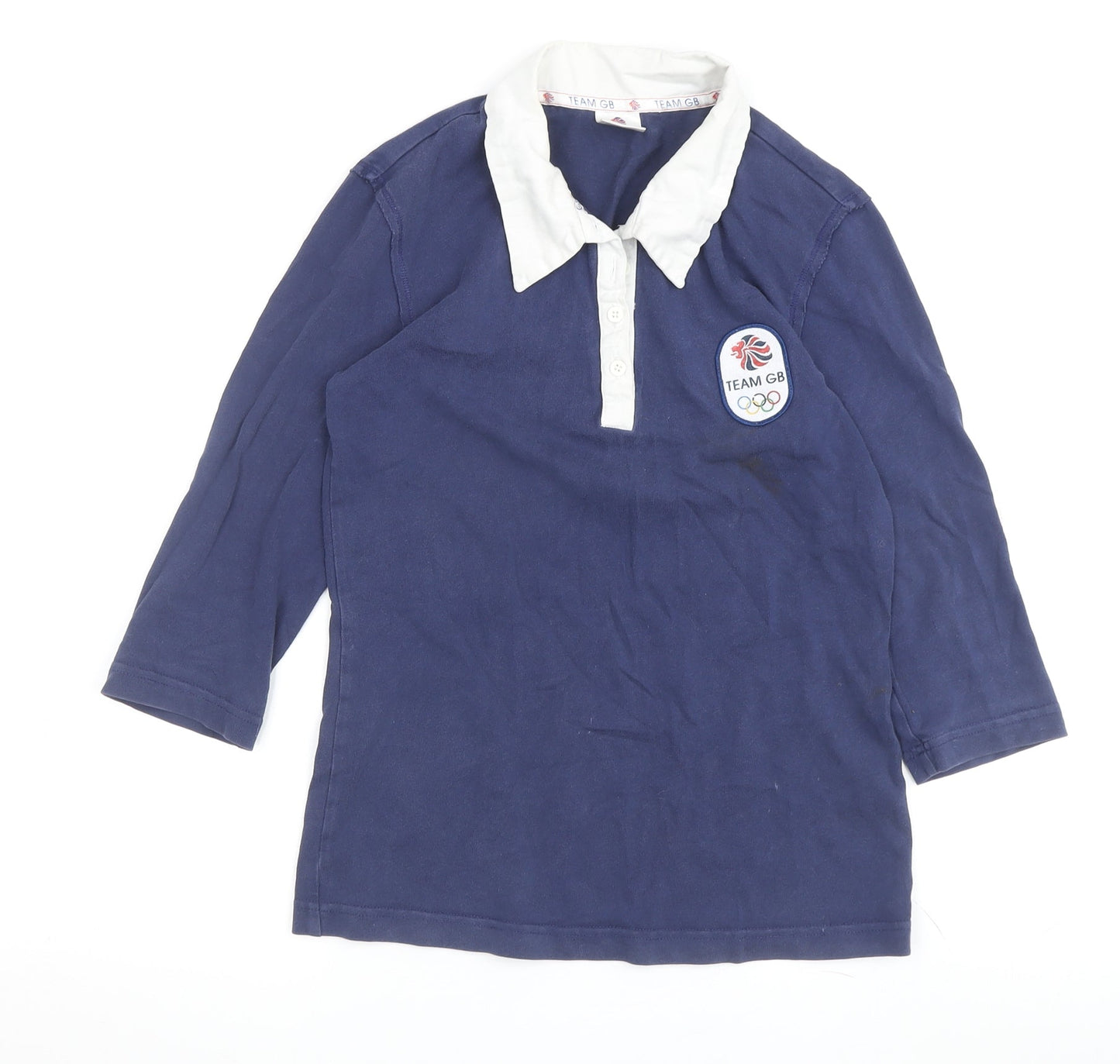 Team GB Women's Blue Polo Shirt, Size 8, Embroidered, Casual