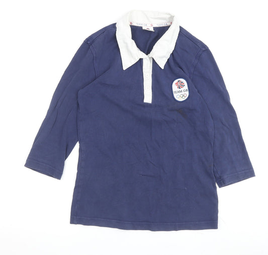 Team GB Women's Blue Polo Shirt, Size 8, Embroidered, Casual