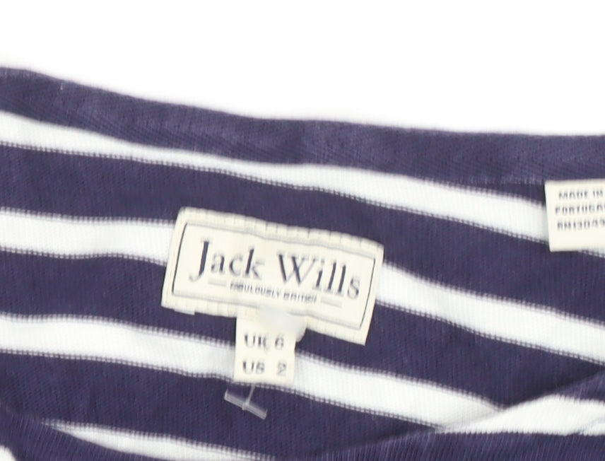 Jack Wills Women's Blue Striped T-Shirt Size 6