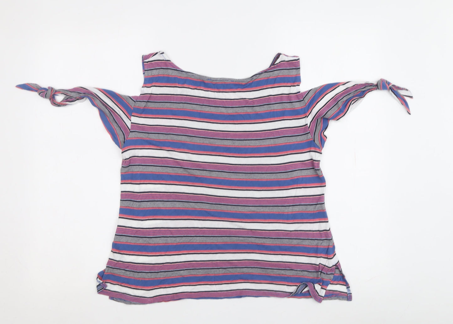 Oasis Women's Multicoloured Striped Cold Shoulder Tee