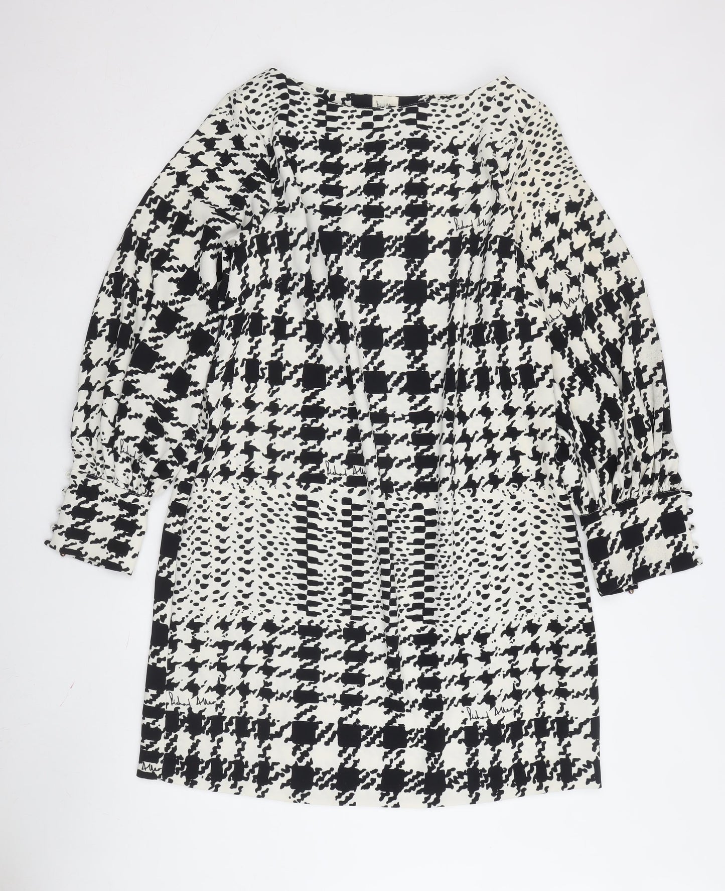 H&M Women's Black Houndstooth A-Line Dress Size 18