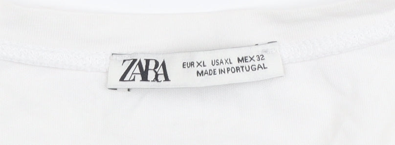 Zara Women's White Polka Dot T-Shirt Size 14