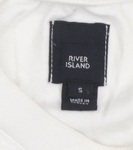 River Island White Floral T-Shirt, Size S, Unisex