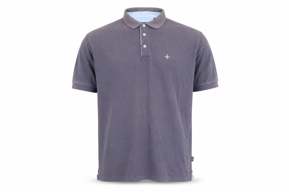 Front view of Maine New England Men's Grey XL Cotton Polo Shirt