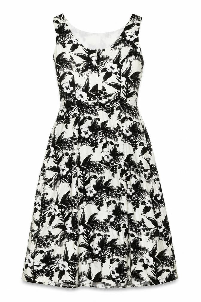 Oasis Women's Black & White Floral A-Line Dress Size 10