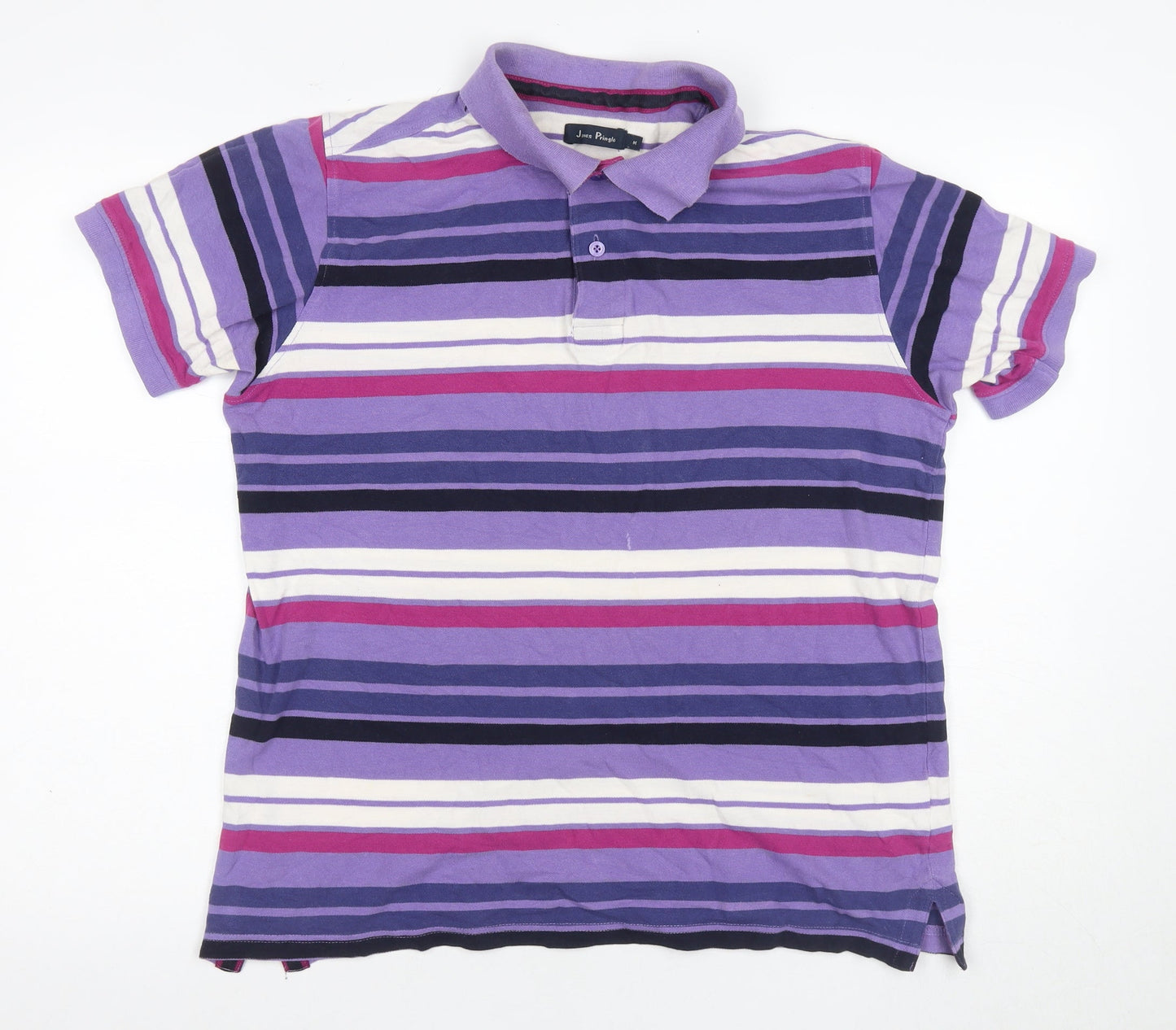 James Pringle Men's Purple Striped Polo M