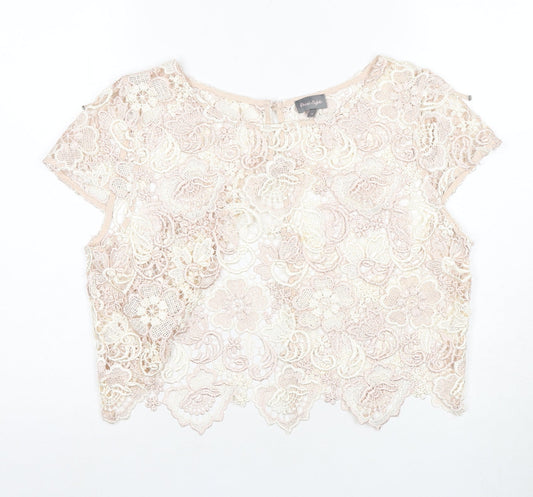 Pearly Gate Women's Ivory Cropped Blouse, Size 14