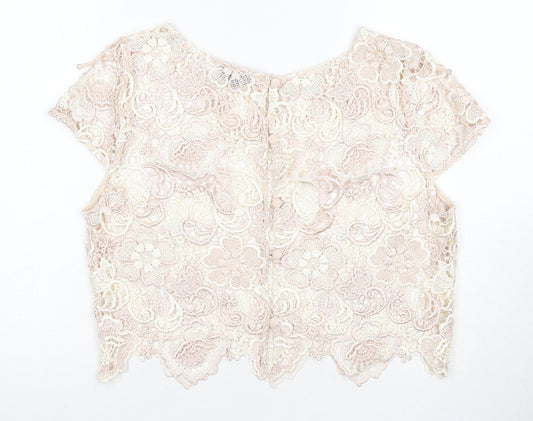 Pearly Gate Women's Ivory Cropped Blouse, Size 14