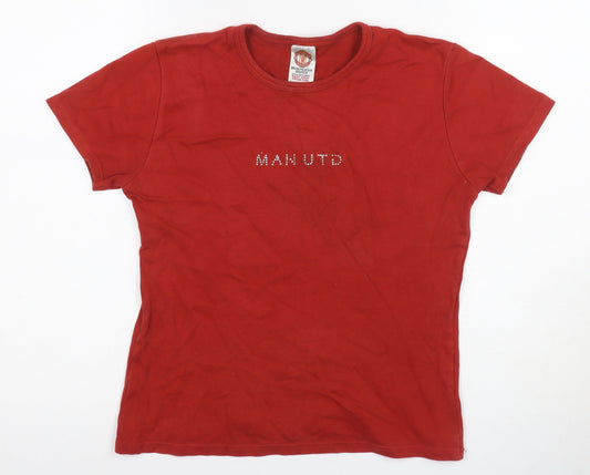 Manchester United Red M Unisex Rhinestone T-Shirt