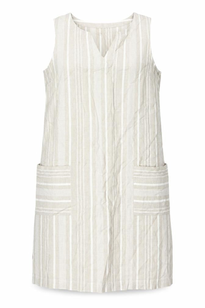 Maine Women's Beige Striped Sleeveless Dress UK 12