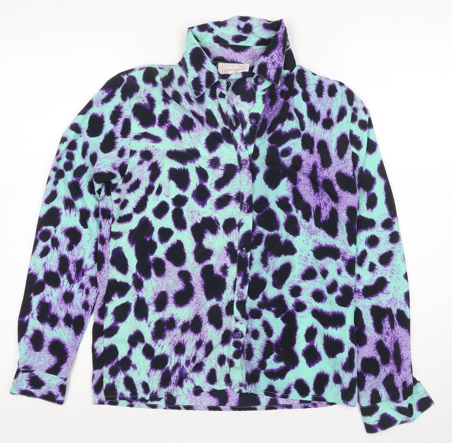 Dancing Leopard Women's Purple Animal Print Button-Up Shirt