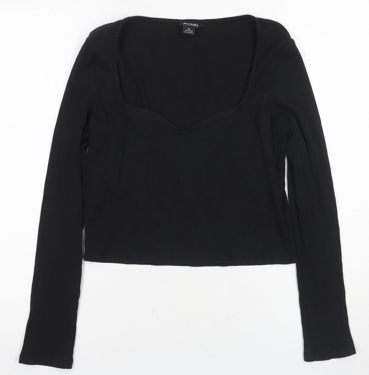 Monki Women's Black Cropped Blouse, M, Casual Slim Fit