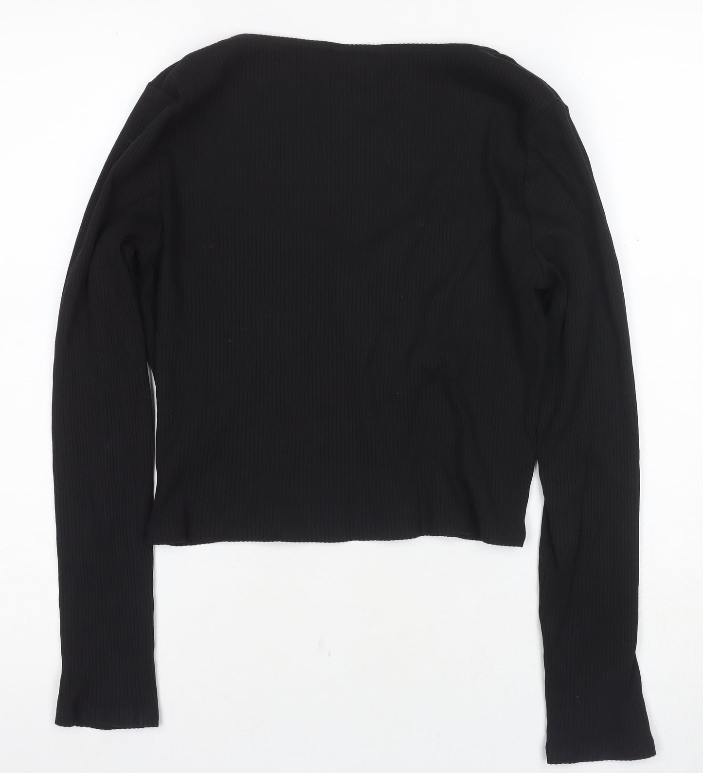 Monki Women's Black Cropped Blouse, M, Casual Slim Fit