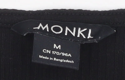 Monki Women's Black Cropped Blouse, M, Casual Slim Fit