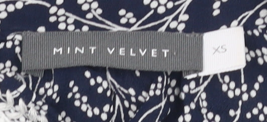Mint Velvet Women's Blue Floral Embroidered Blouse