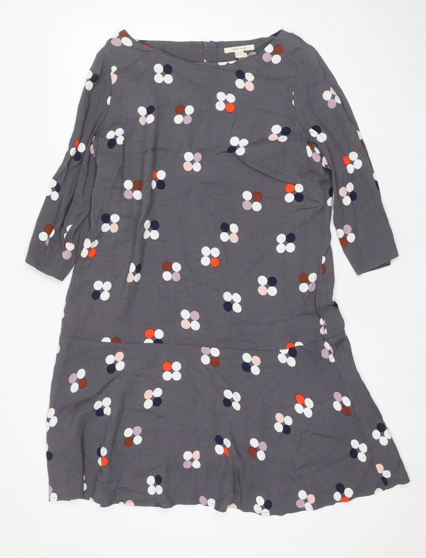 White Stuff Women's Grey Floral A-Line Dress, Size 14