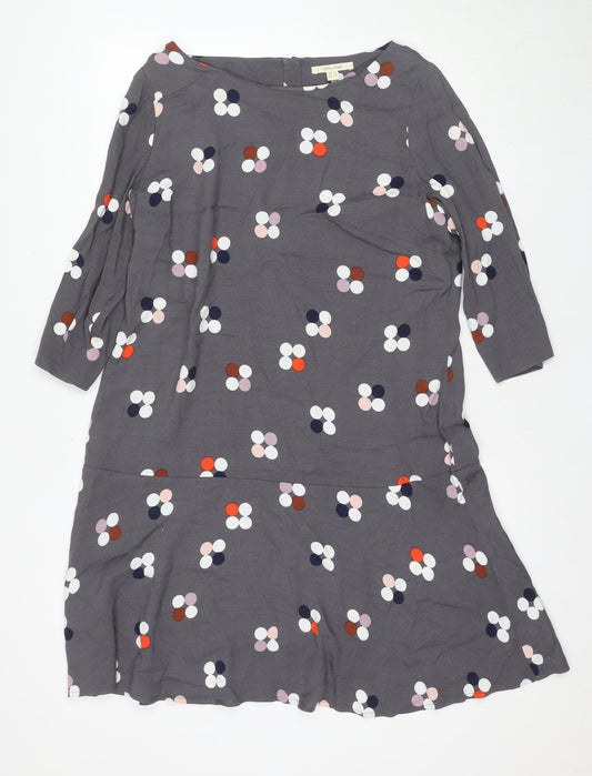 White Stuff Women's Grey Floral A-Line Dress, Size 14