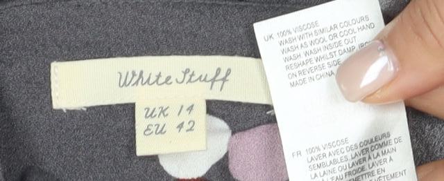 White Stuff Women's Grey Floral A-Line Dress, Size 14