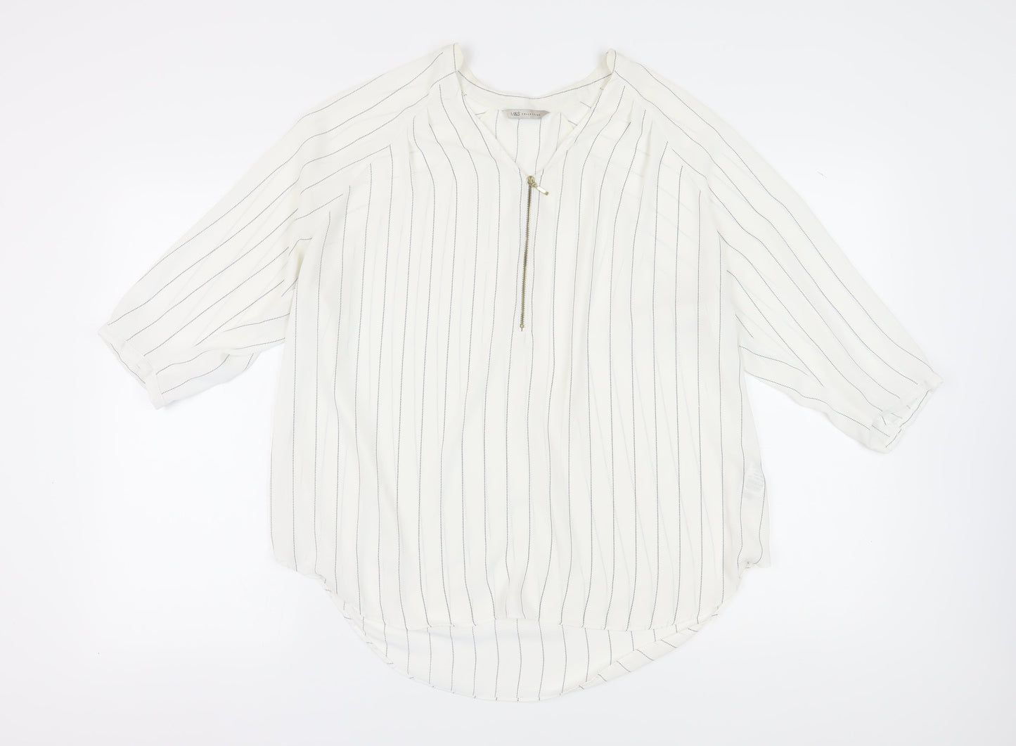 Marks and Spencer Women Ivory Striped Basic Blouse