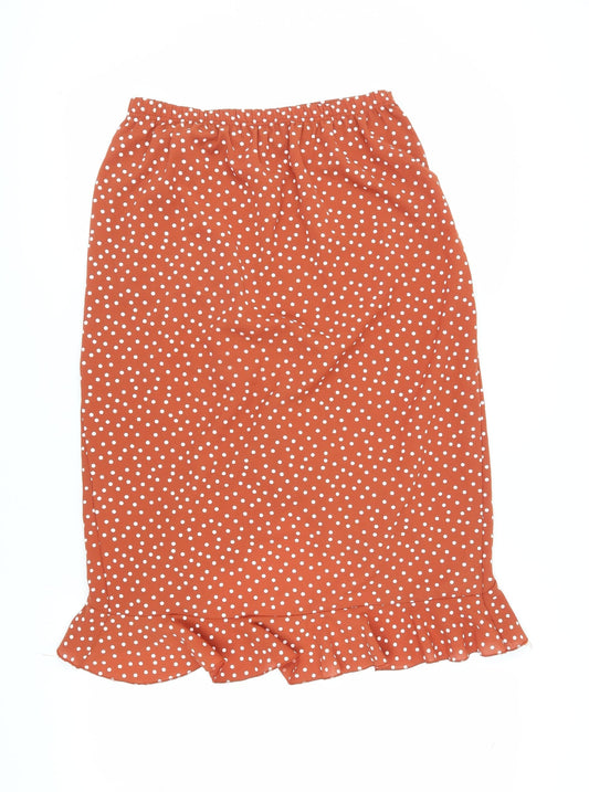 Quiz Women's Orange Polka Dot Wrap Midi Skirt