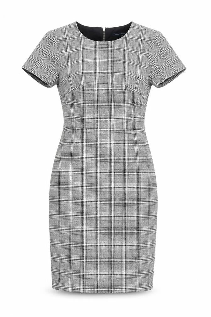 French Connection Women's Grey Sheath Check Dress Size 6