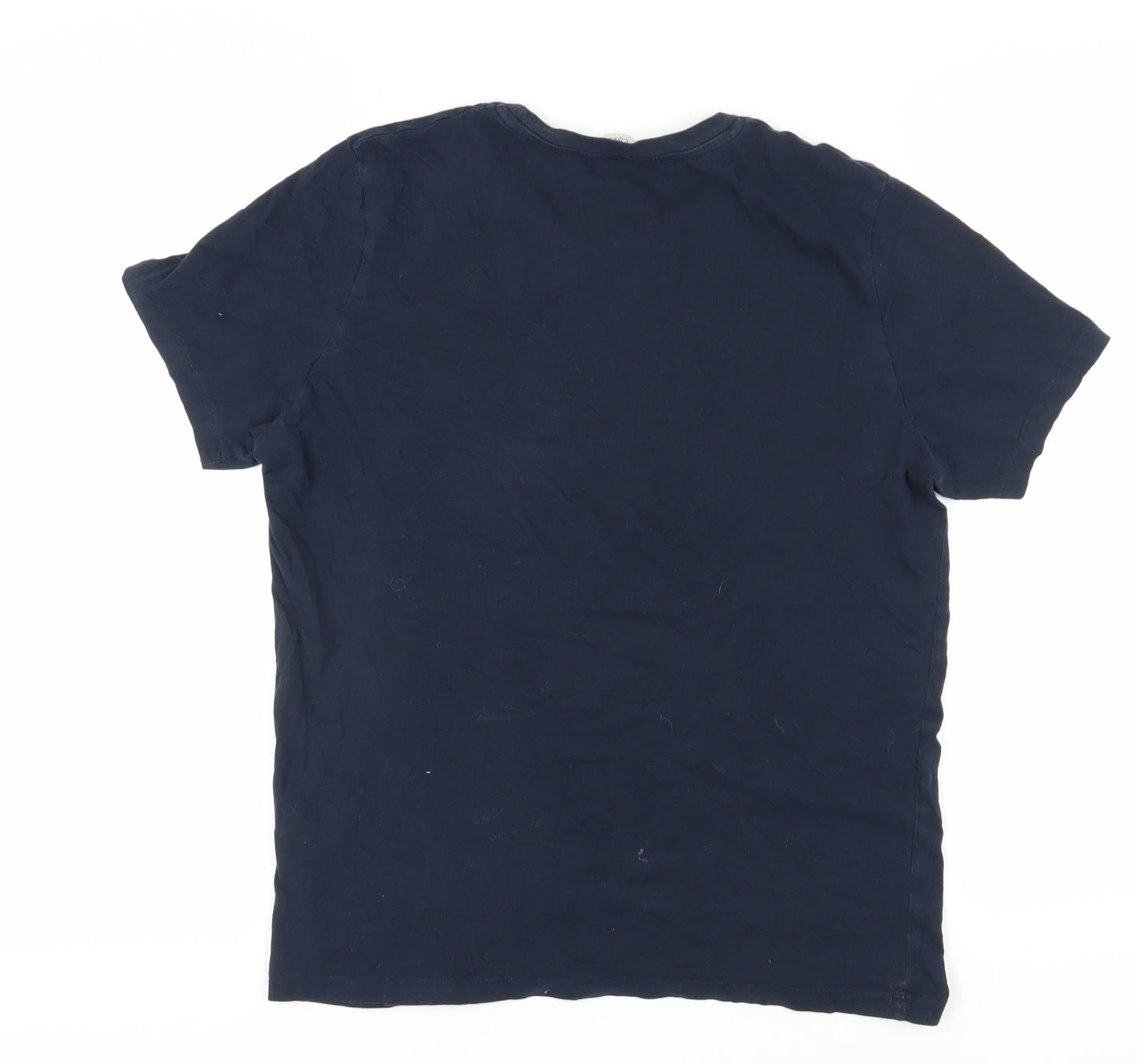 Jack & Jones Men's Blue T-Shirt, Size S, Solid Crew Neck