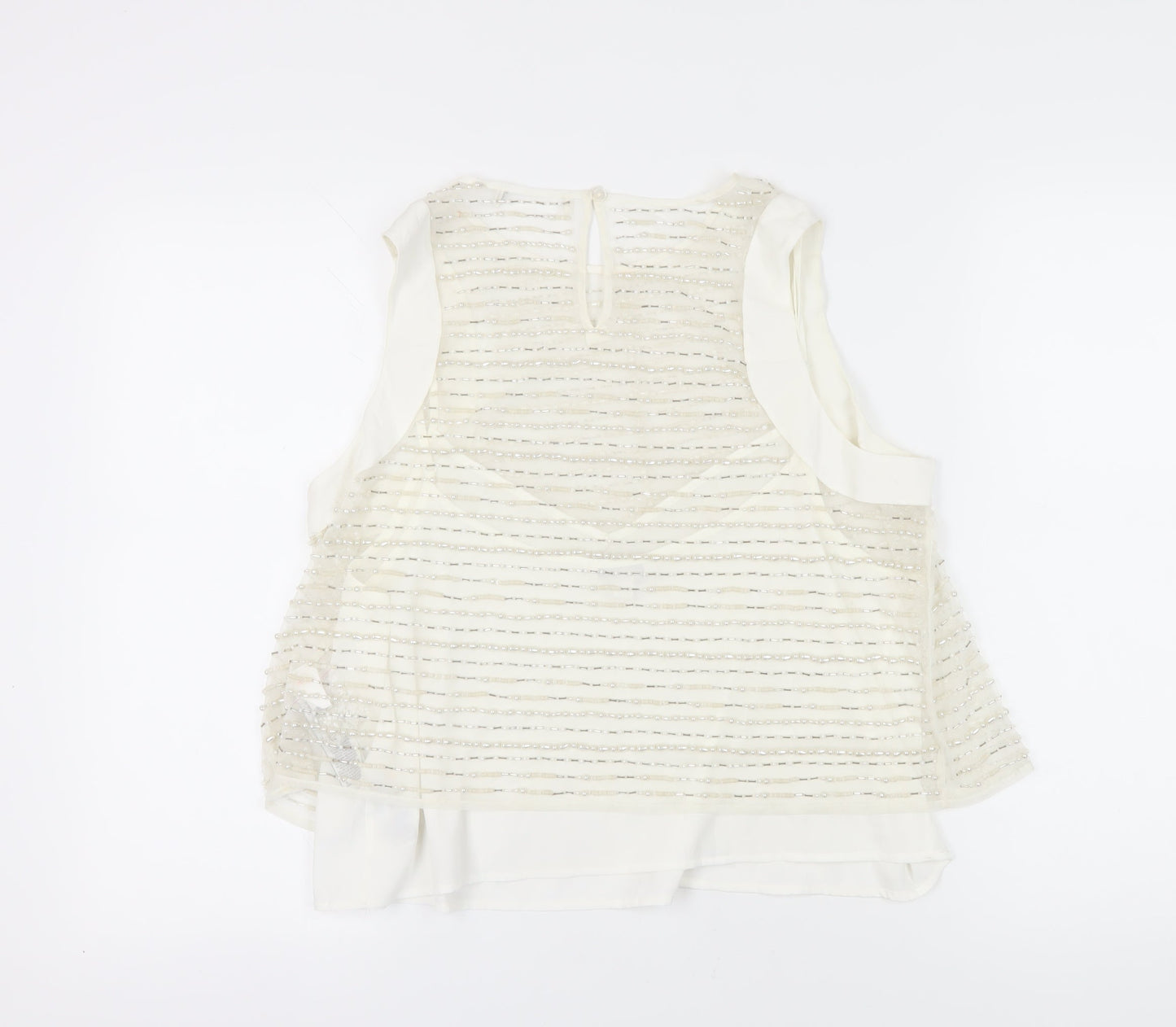Marks and Spencer White Beaded Camisole Blouse, Size 16