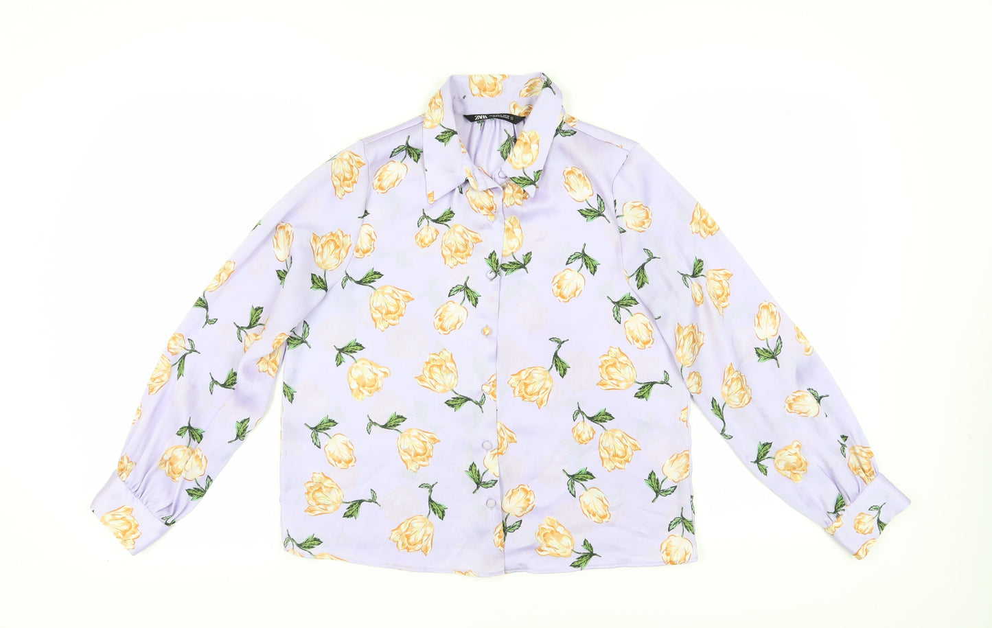 Zara Women's Floral Blouse, M, Multicoloured Satin