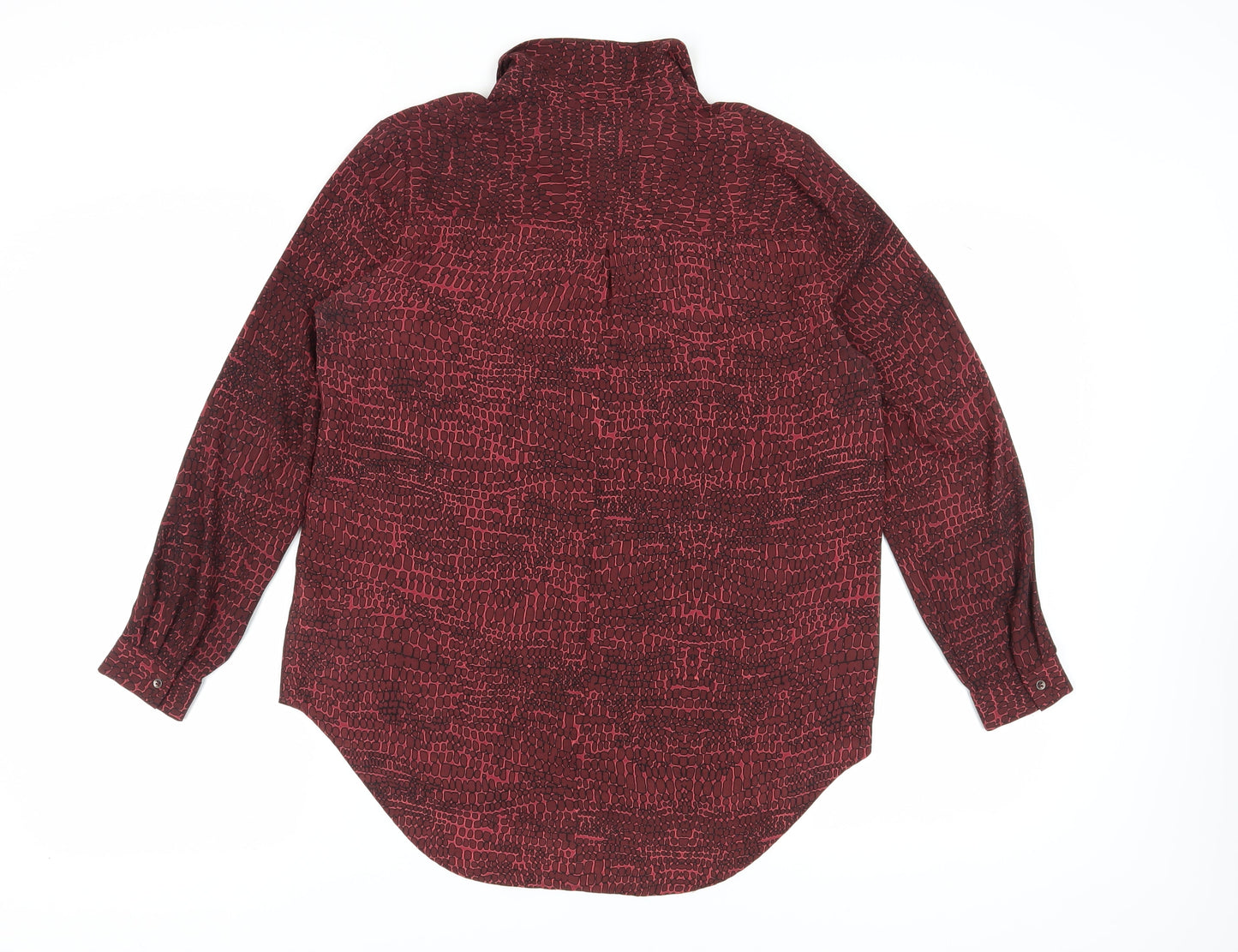 Marks and Spencer Women's Red Geometric Button-Up Shirt