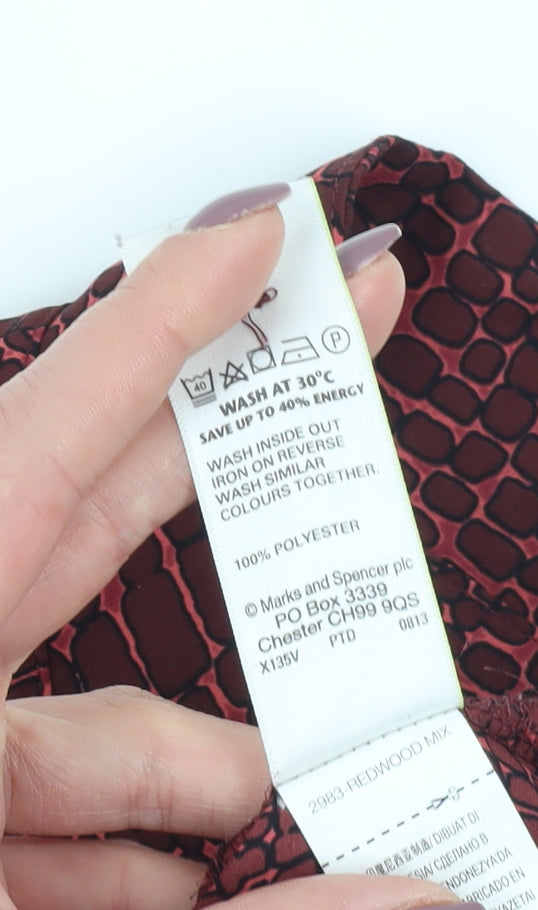 Marks and Spencer Women's Red Geometric Button-Up Shirt