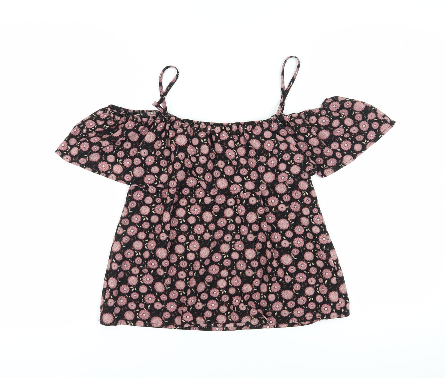 Apricot Women's Black Floral Off Shoulder Blouse, Size 10