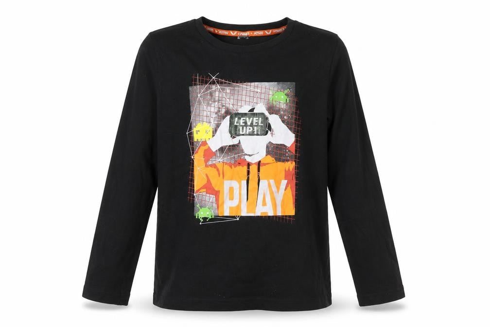 Boys Black Gamer Long Sleeve Jersey T-Shirt Size1 1-12 Years