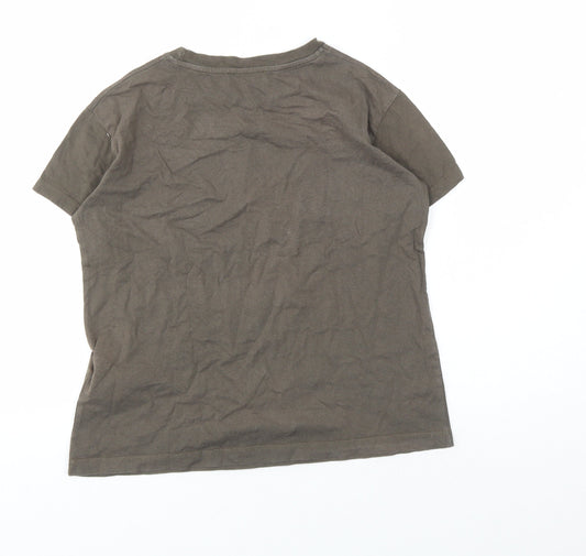 Pull&Bear Women's Brown Floral T-Shirt XS Retro Style