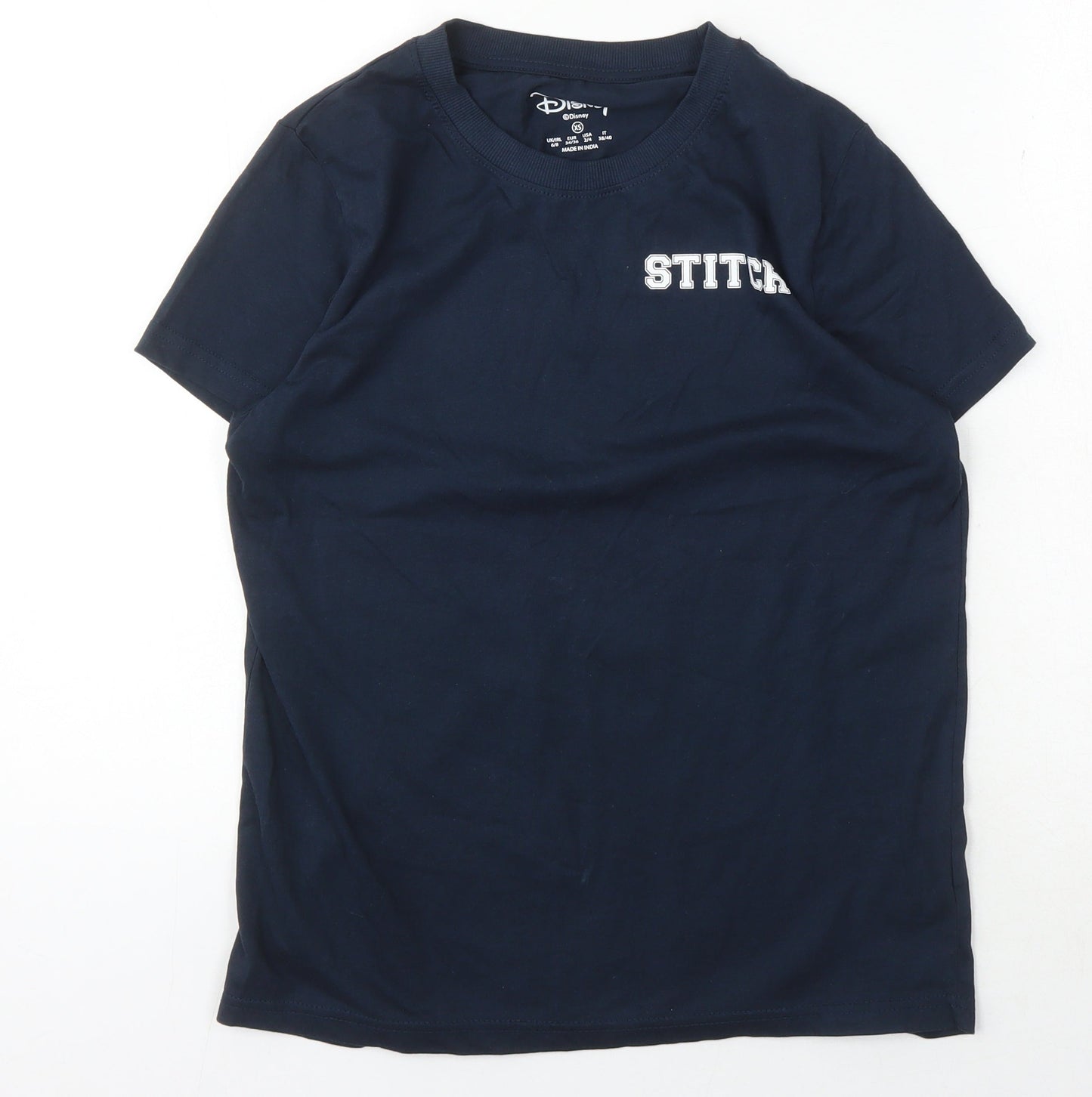 Disney Teens Blue Stitch T-Shirt XS Crew Neck