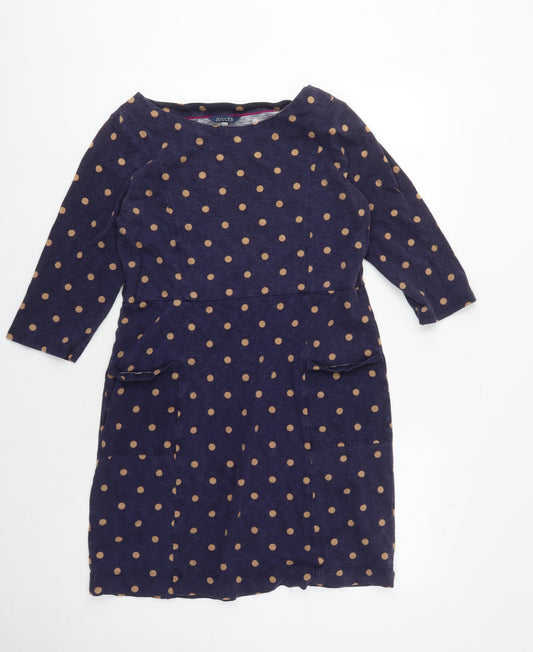 Joules Women's Blue Polka Dot 3/4 Sleeve Shift Dress