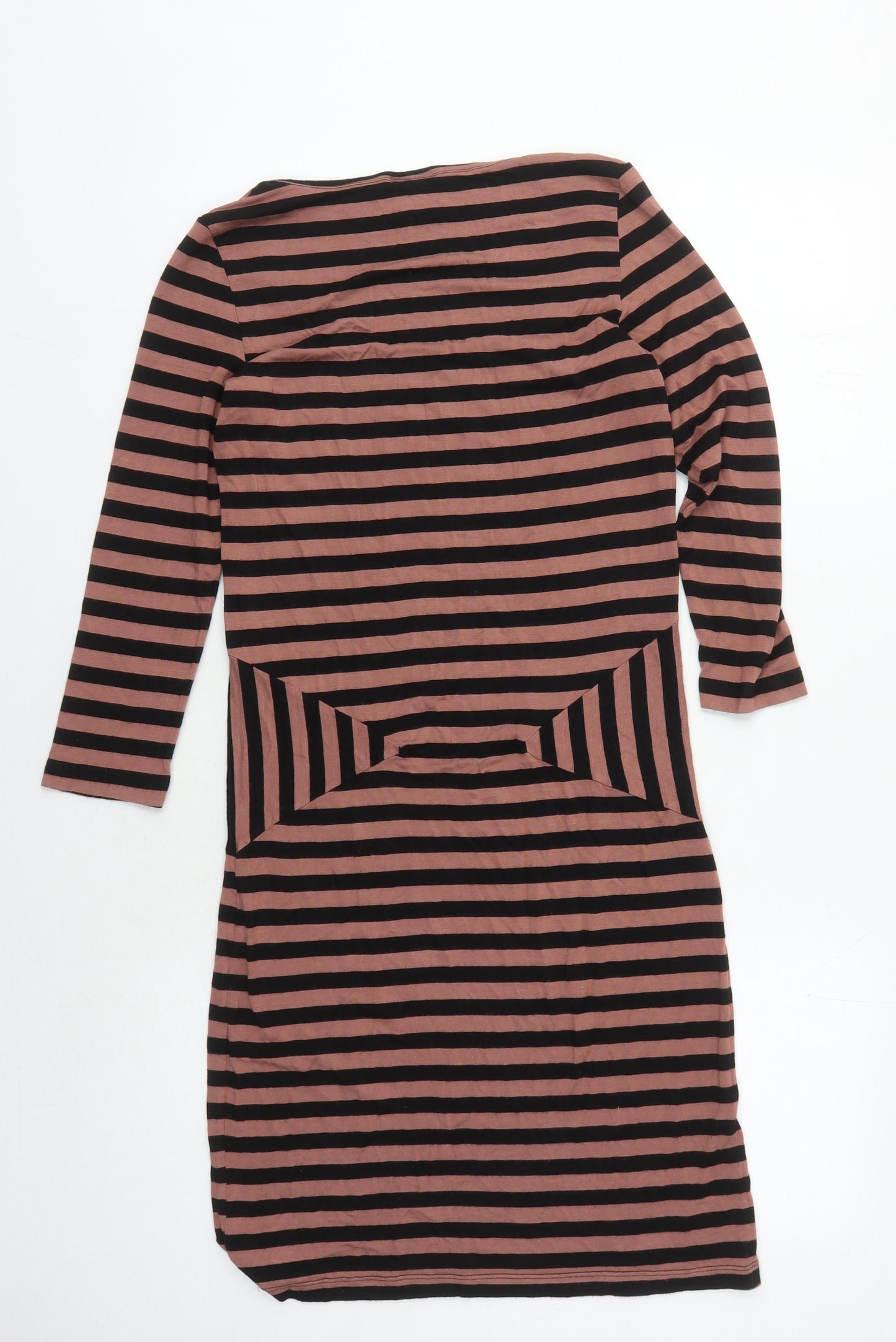 Mamalicious Women's Black Brown Striped Bodycon Dress S