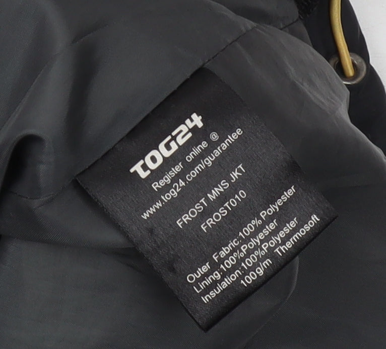 TOG24 Men's Black Puffer Jacket S - Hooded Winter Coat