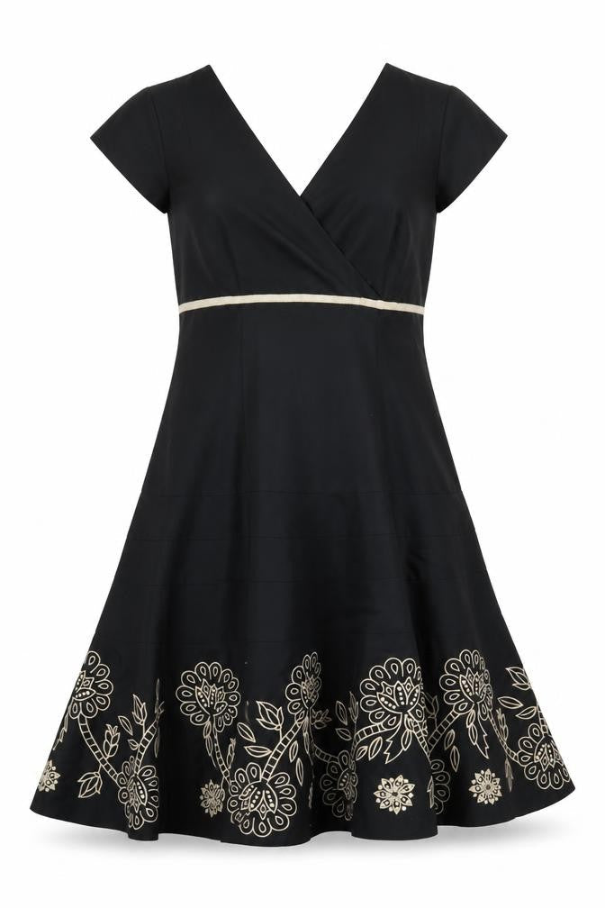 Fenn Wright Manson Women's Black Embroidered Dress, Size 12