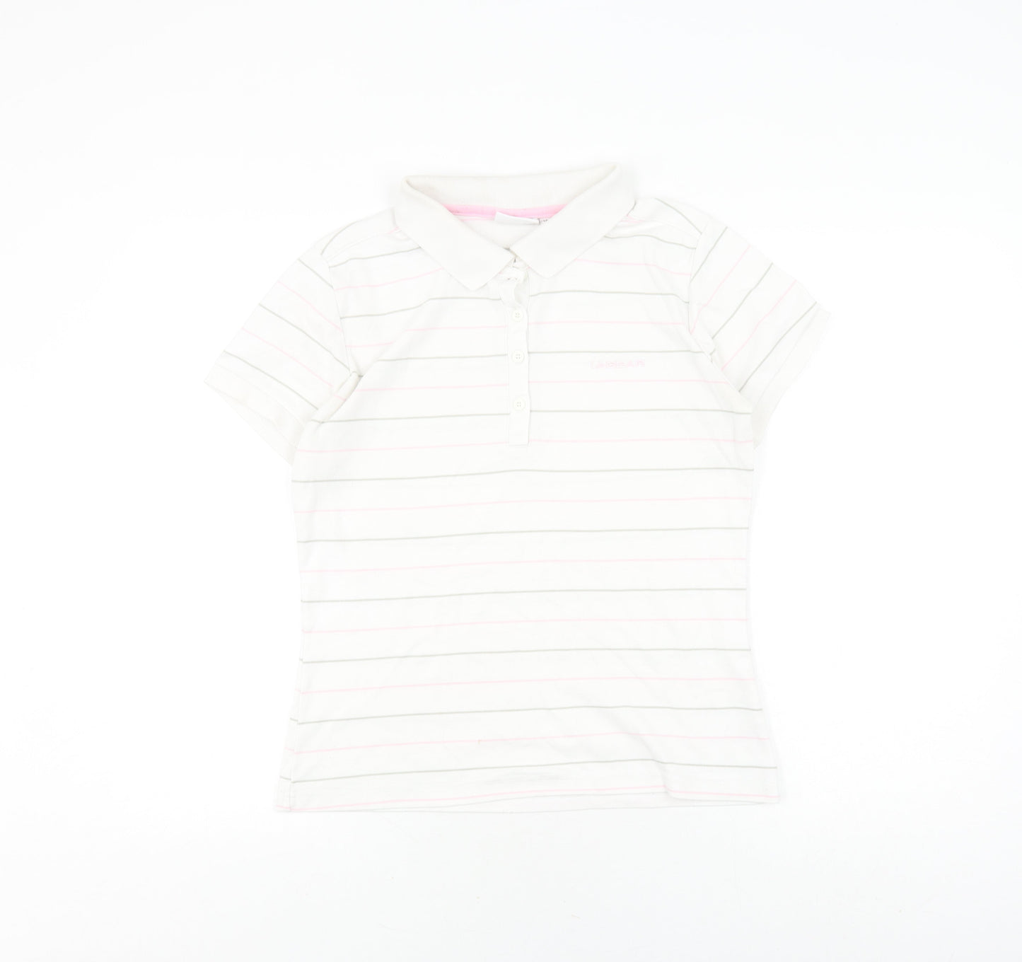 LA Gear Women's White Striped Polo Shirt Size 14