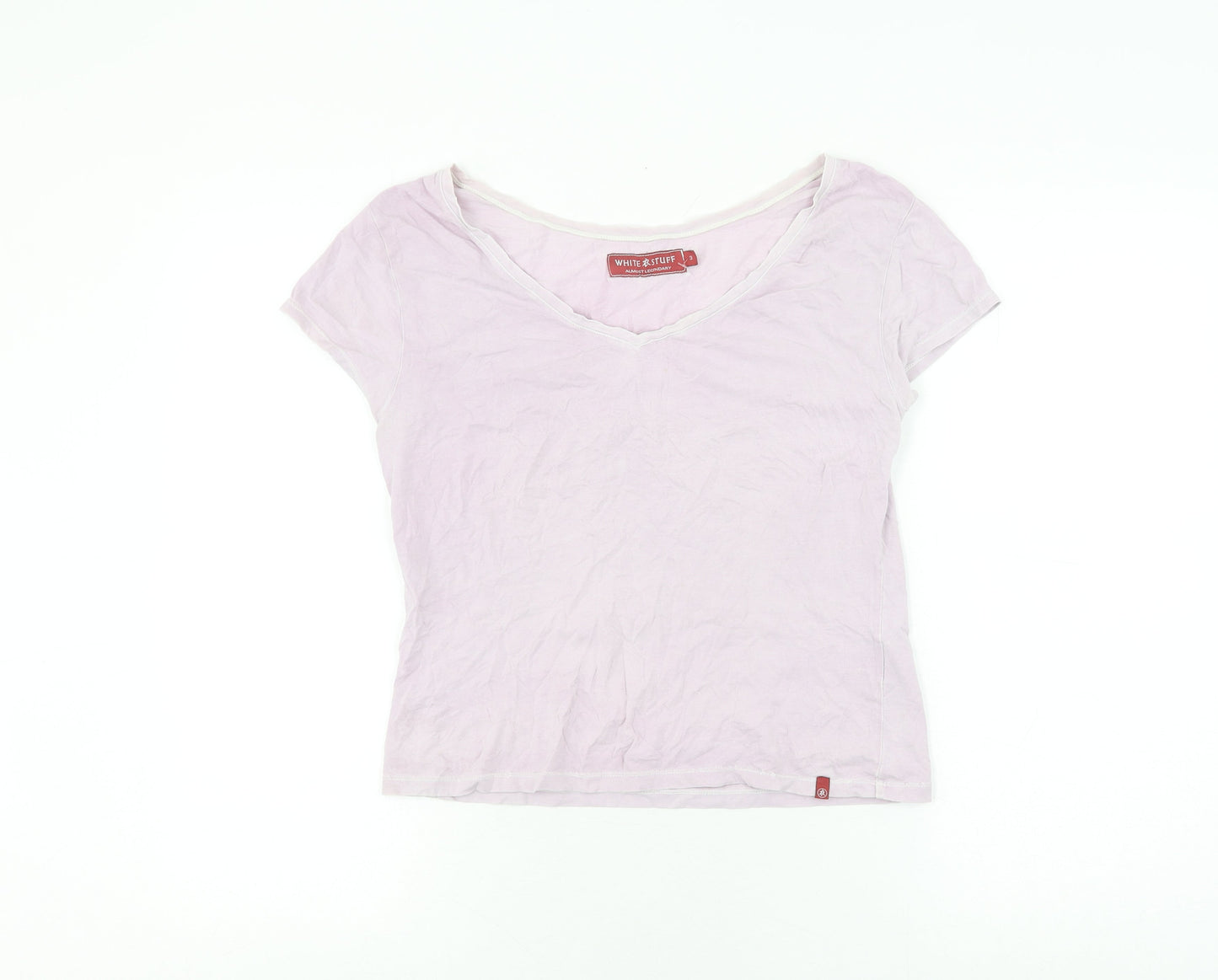 Women's White Stuff Pink T-Shirt Size 3 V-Neck Cotton