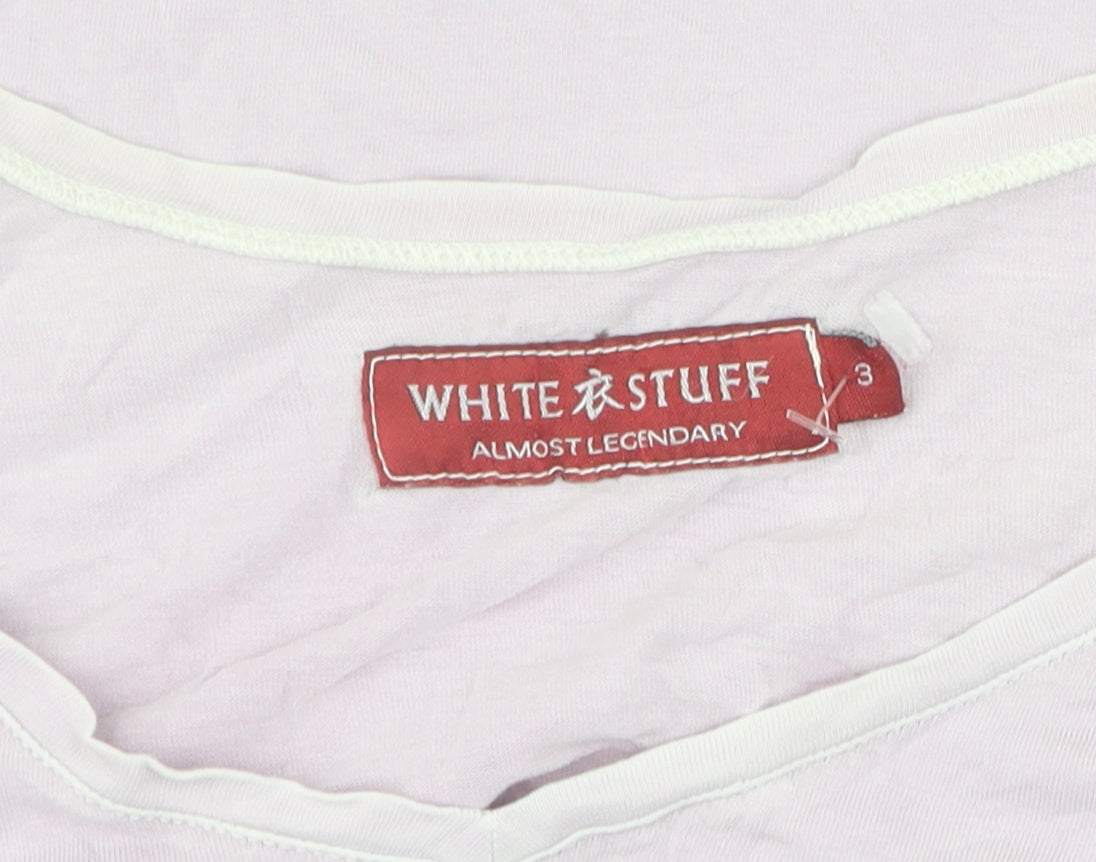 Women's White Stuff Pink T-Shirt Size 3 V-Neck Cotton