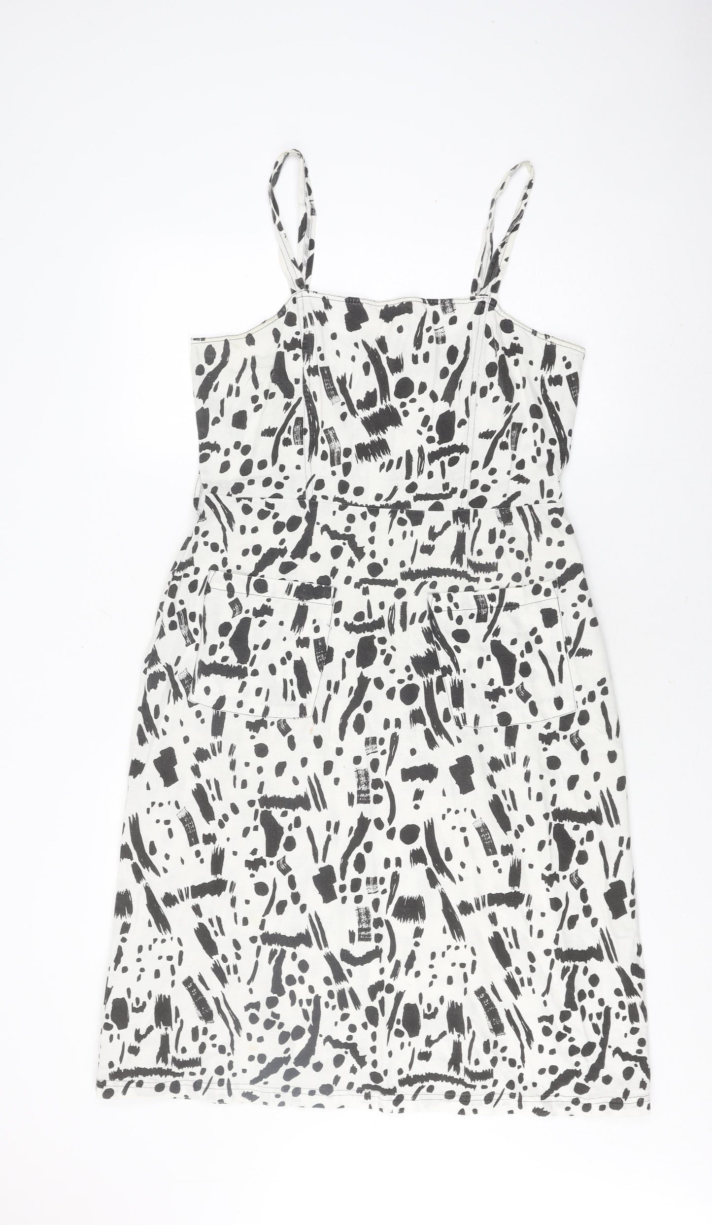 ASOS Women's Black White Animal Print Pinafore Dress UK 12
