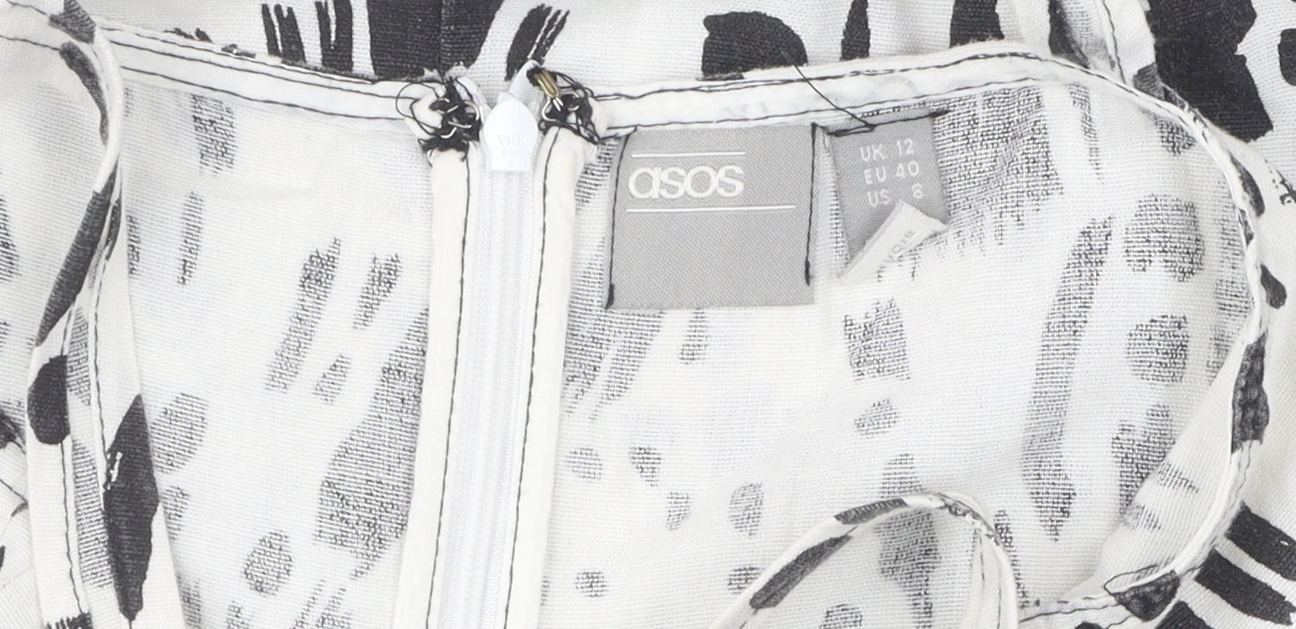 ASOS Women's Black White Animal Print Pinafore Dress UK 12