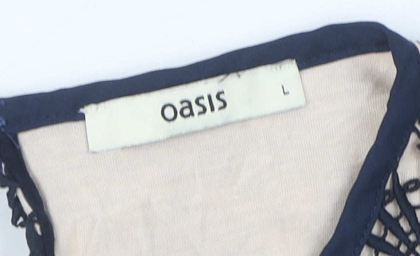 Oasis Women's Multicoloured Crochet Blouse, L, Summer Style